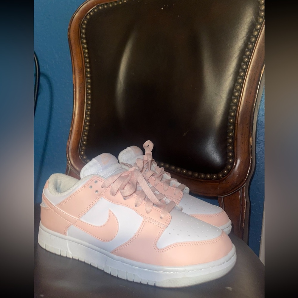 pink and white dunks